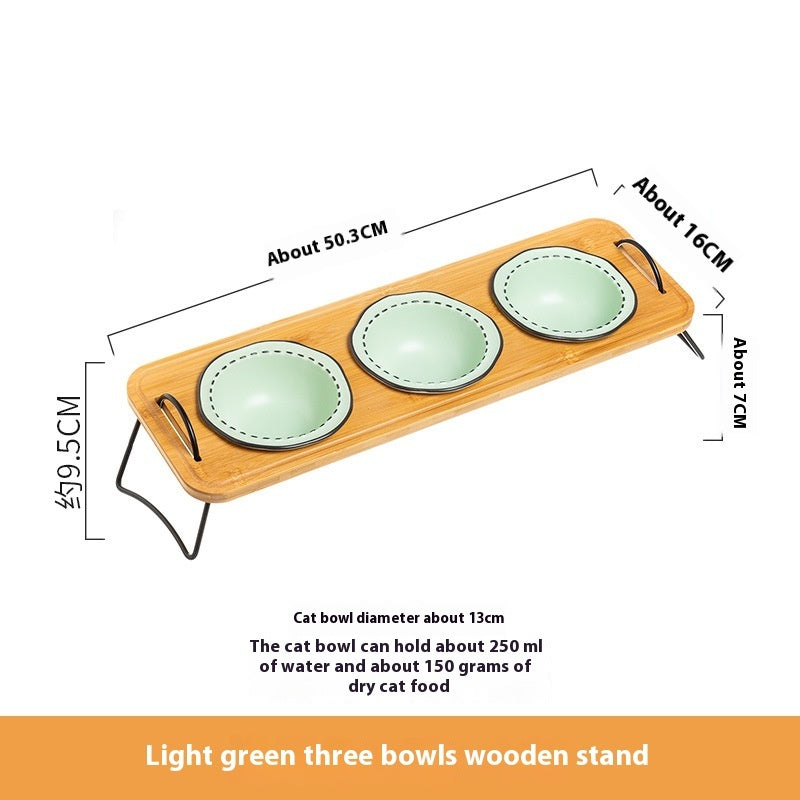 Elevate Your Pet's Dining Experience with Our Wooden Rack Ceramic Pet Bowl