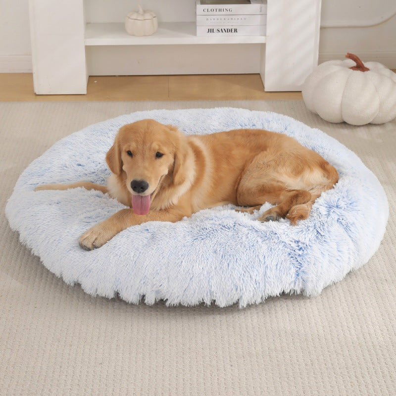 Round Plush Warm Pet Bed for Dogs and Cats