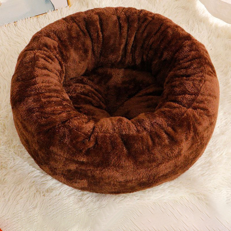 Long Plush Donut Pet Bed for Dogs and Cats