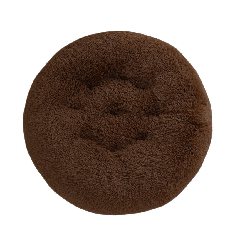 Round Plush Warm Pet Bed for Dogs and Cats