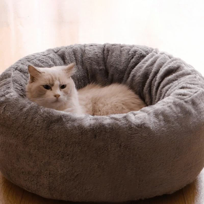 Long Plush Donut Pet Bed for Dogs and Cats