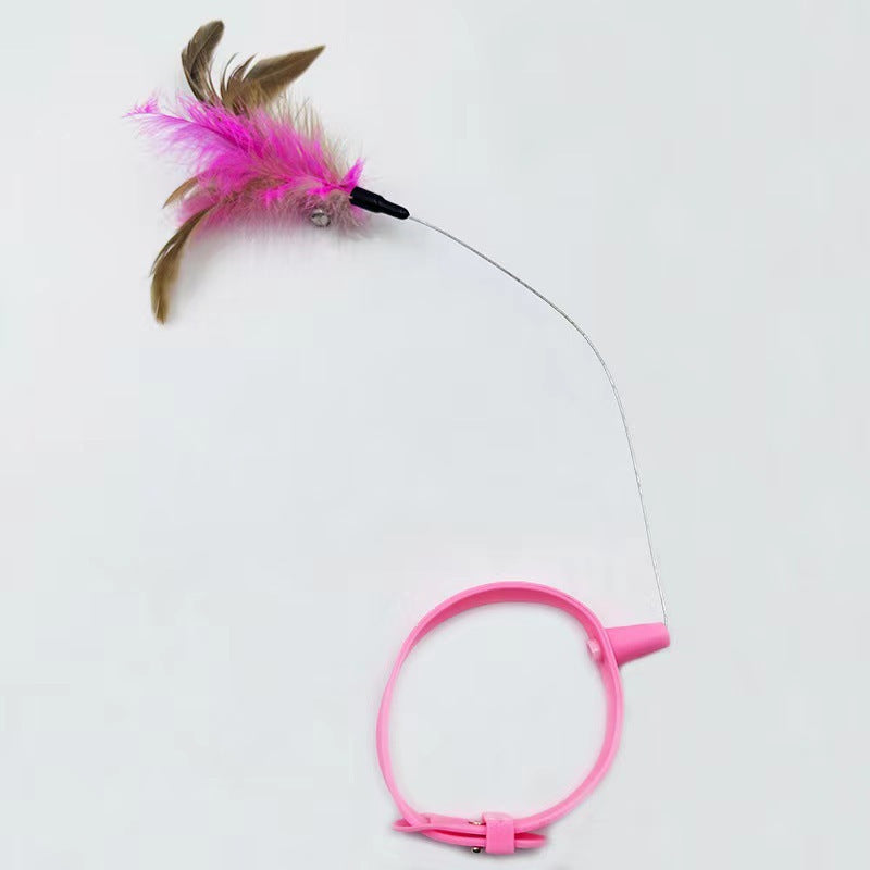 Adjustable Silicone Cat Feather Teaser Toy with Bell
