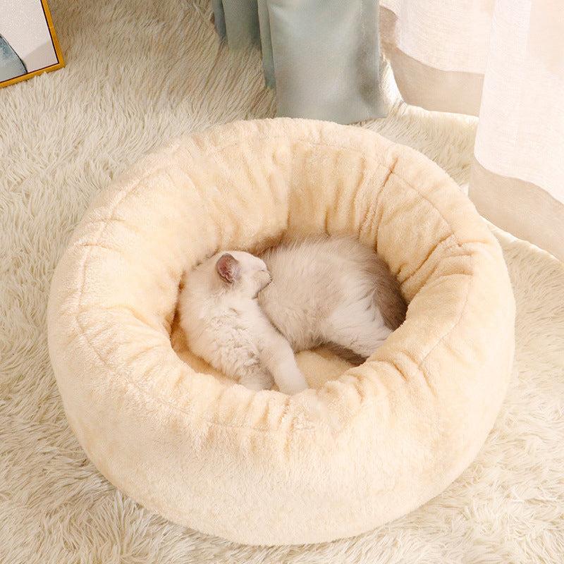 Long Plush Donut Pet Bed for Dogs and Cats