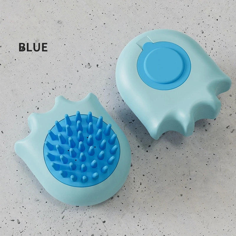 Pet Bath and Massage Brush with Shampoo Holder for Cats and Dogs