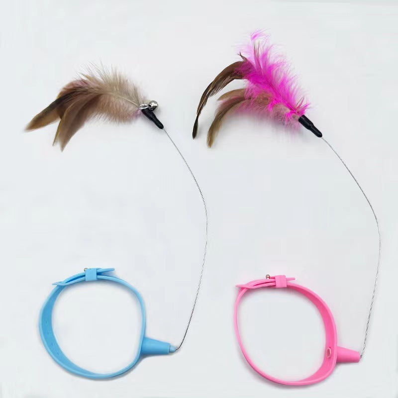 Adjustable Silicone Cat Feather Teaser Toy with Bell