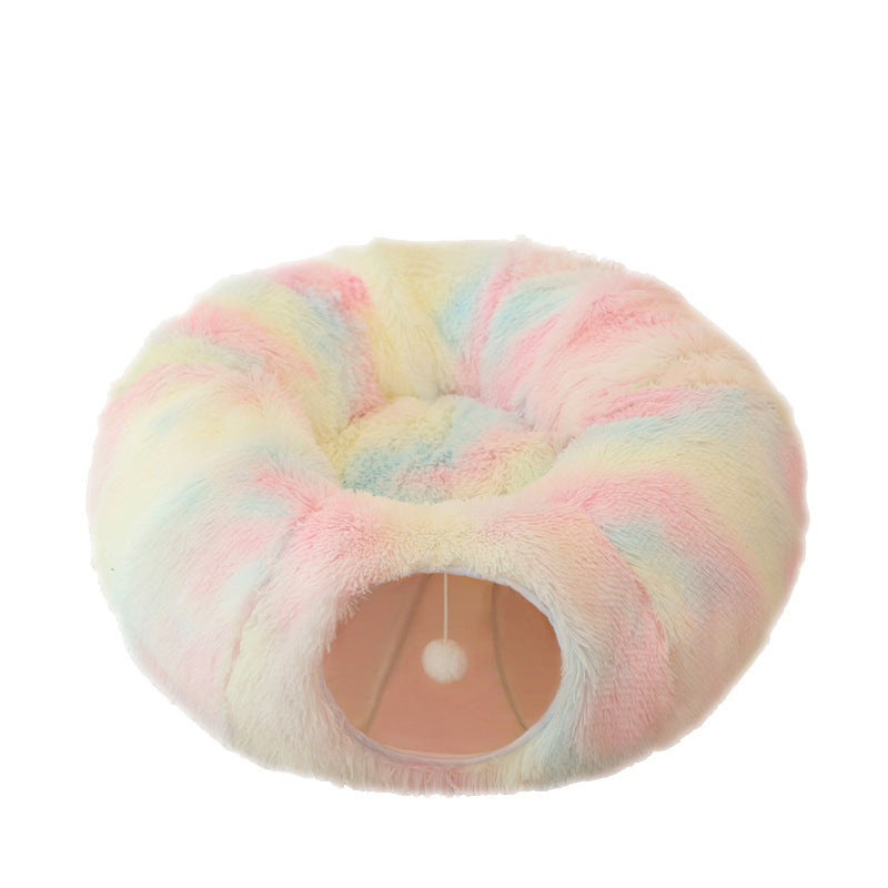 Plush Foldable Cat Tunnel Bed for Winter