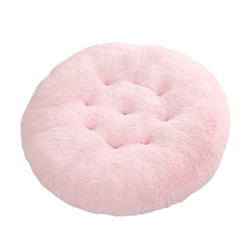 Round Plush Warm Pet Bed for Dogs and Cats