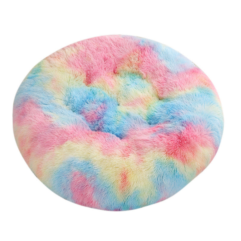 Round Plush Warm Pet Bed for Dogs and Cats