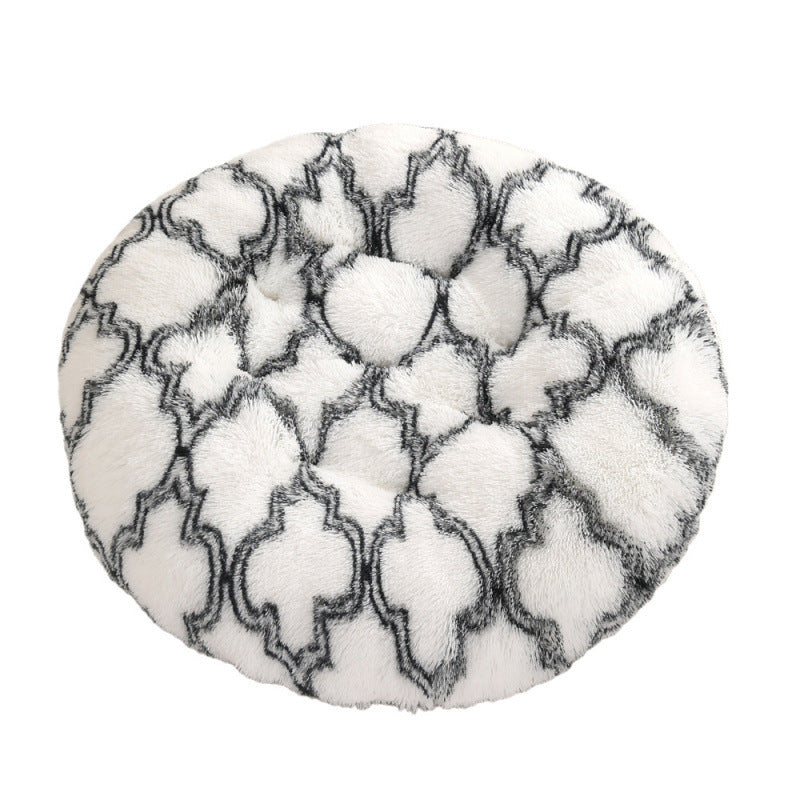 Round Plush Warm Pet Bed for Dogs and Cats