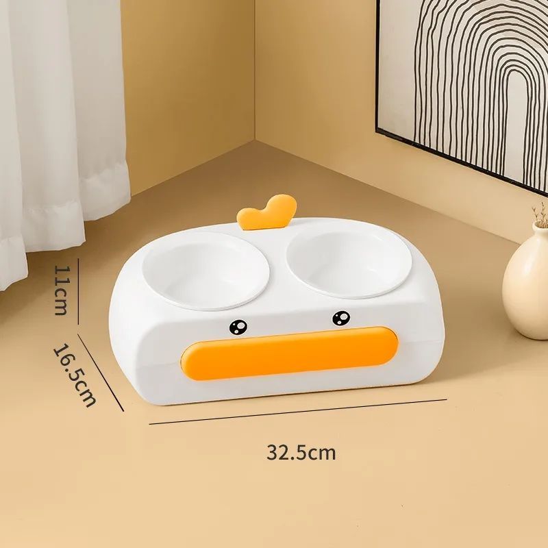 Duck-Shaped Double Pet Feeding Bowl for Cats and Dogs