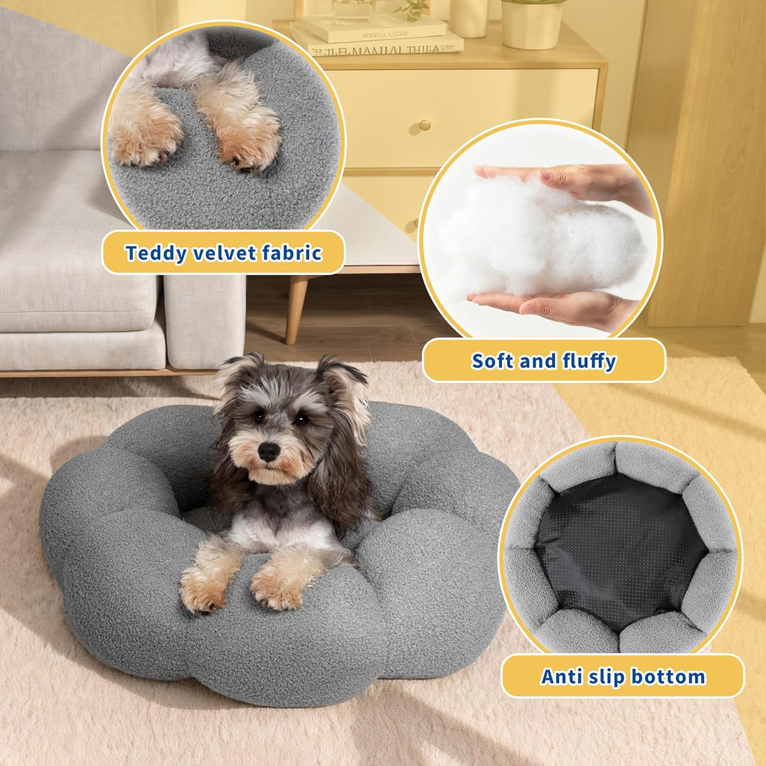 Calming Plush Donut Pet Bed Non-Slip Washable