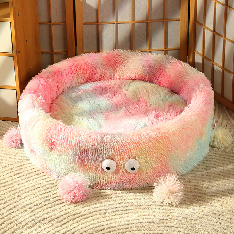 Winter Warm Monster Plush Pet Bed for Cats and Dogs