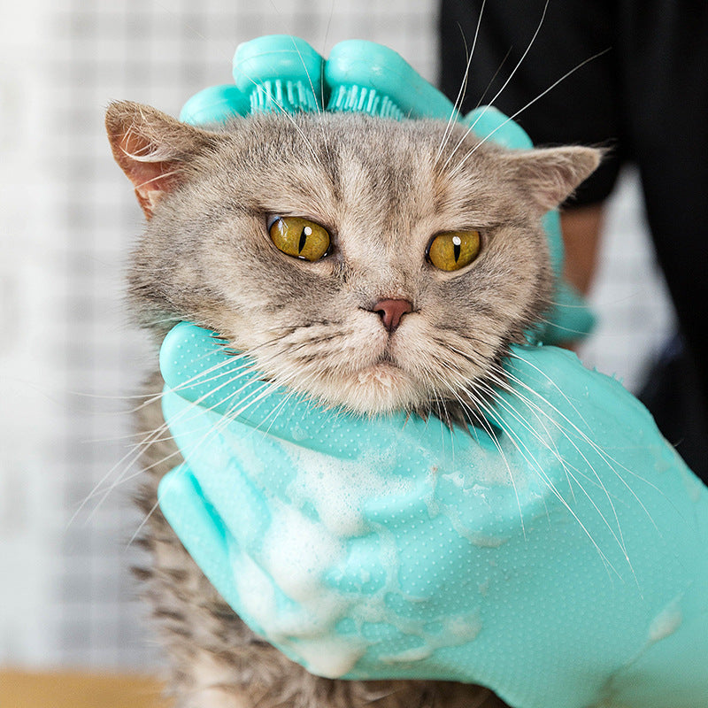 Silicone Pet Grooming and Bathing Gloves for Dogs and Cats