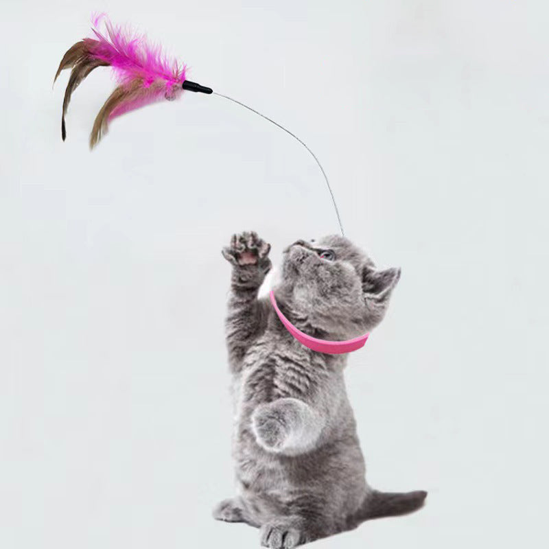 Adjustable Silicone Cat Feather Teaser Toy with Bell