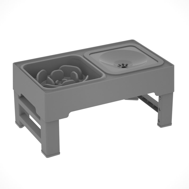 Adjustable Height Stainless Steel Double Dog Bowl with Stand
