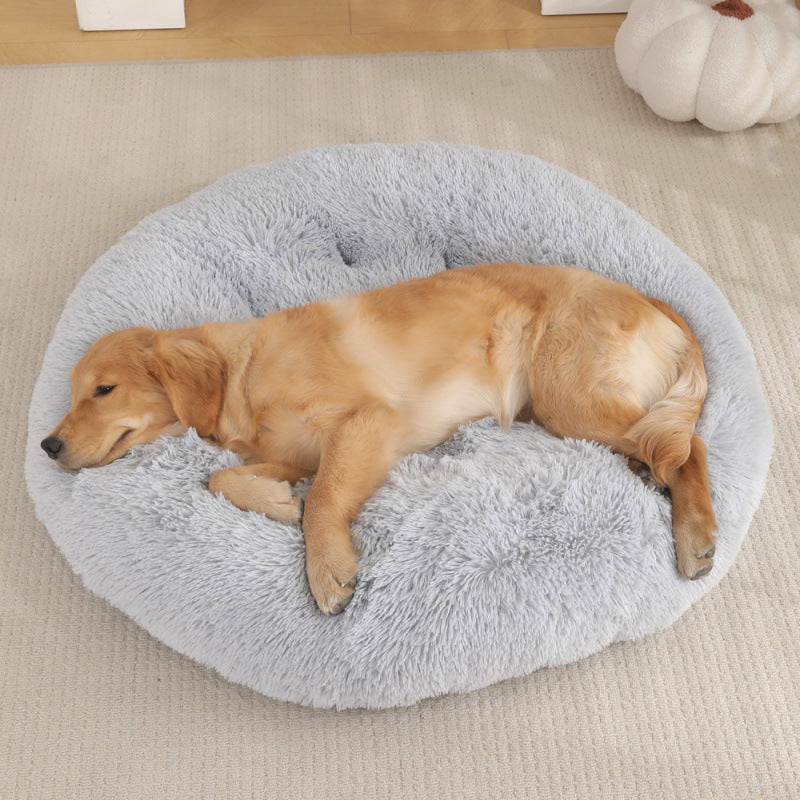 Round Plush Warm Pet Bed for Dogs and Cats