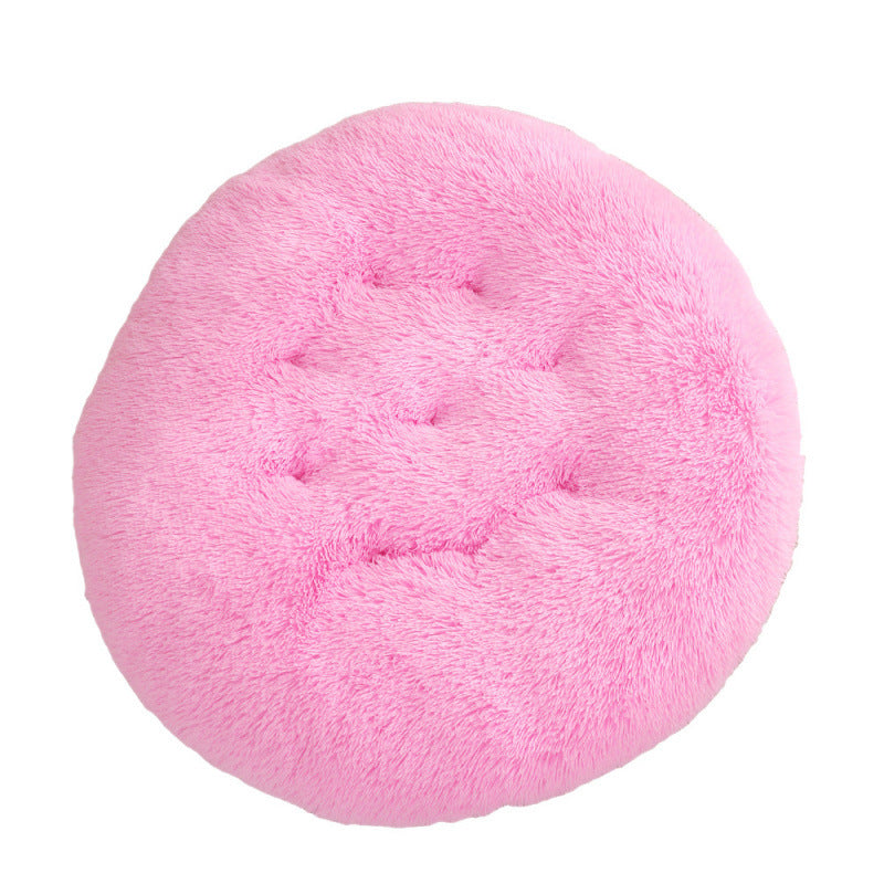 Round Plush Warm Pet Bed for Dogs and Cats