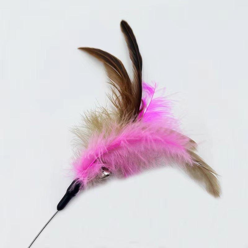 Adjustable Silicone Cat Feather Teaser Toy with Bell