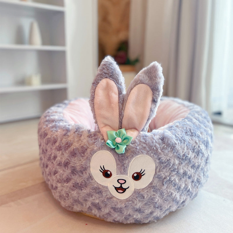 Cartoon Red Panda Plush Round Pet Bed