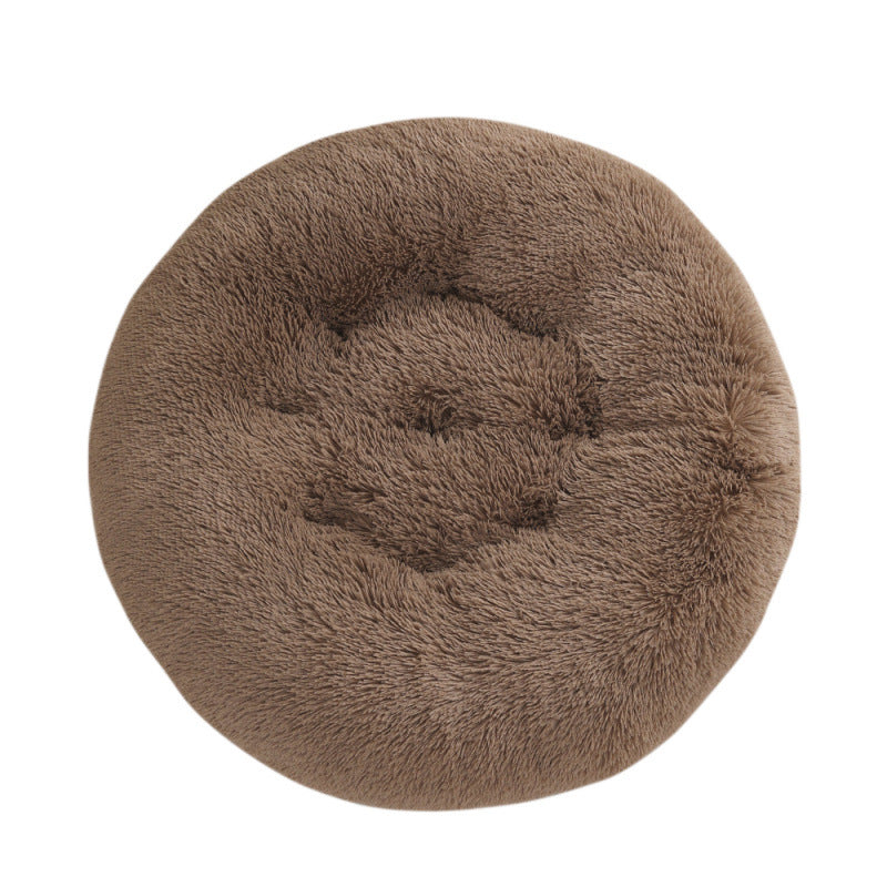 Round Plush Warm Pet Bed for Dogs and Cats