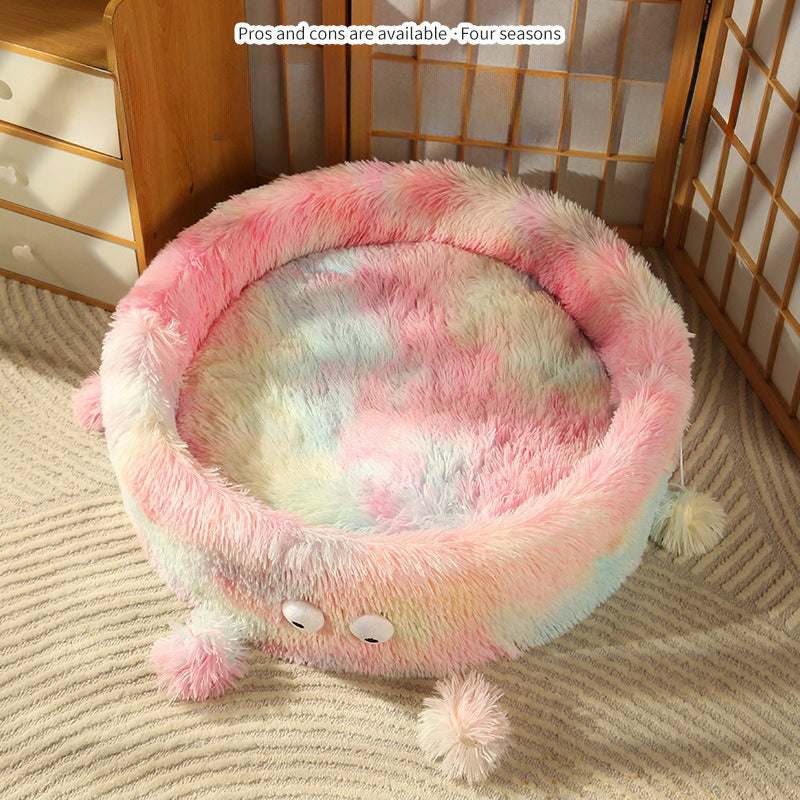 Winter Warm Monster Plush Pet Bed for Cats and Dogs