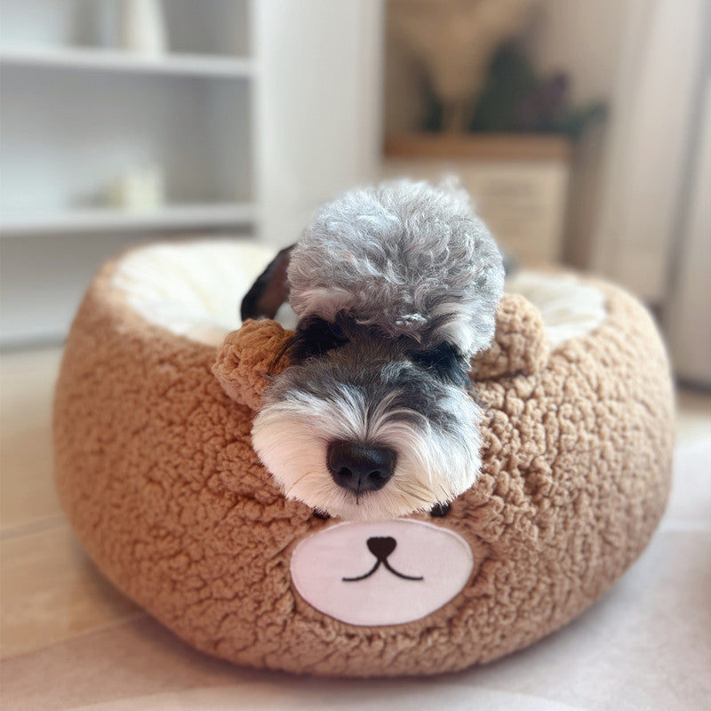 Cartoon Red Panda Plush Round Pet Bed