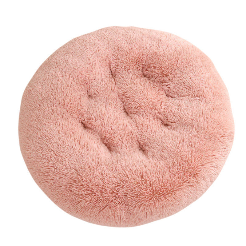 Round Plush Warm Pet Bed for Dogs and Cats
