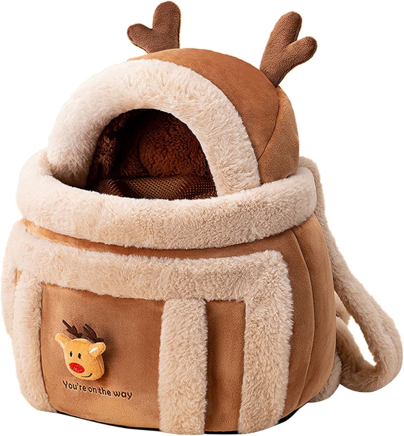 Plush Winter Pet Backpack Carrier with Hand Warmers