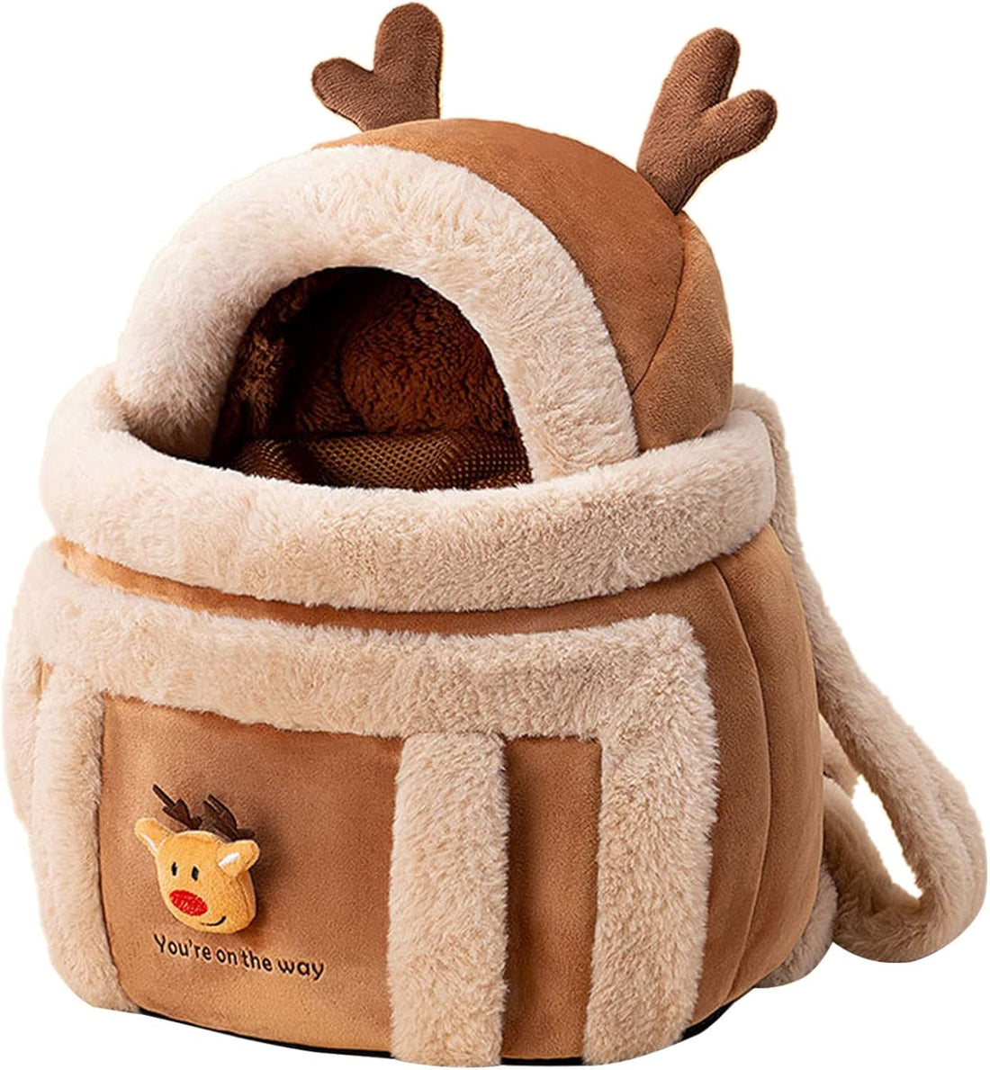 Plush Winter Pet Backpack Carrier with Hand Warmers
