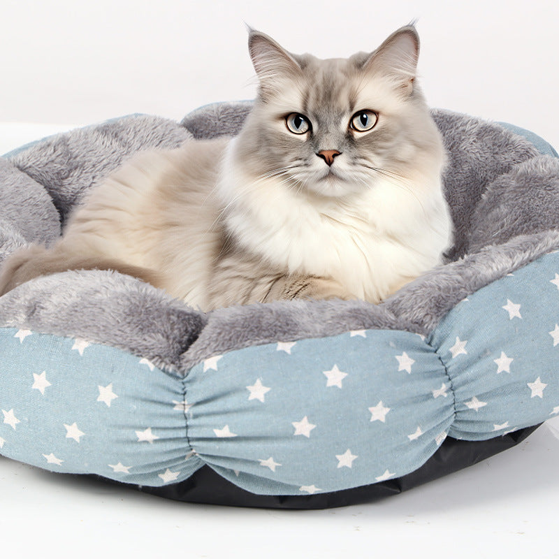 Calming Fluffy Donut Pet Bed for Cats and Dogs