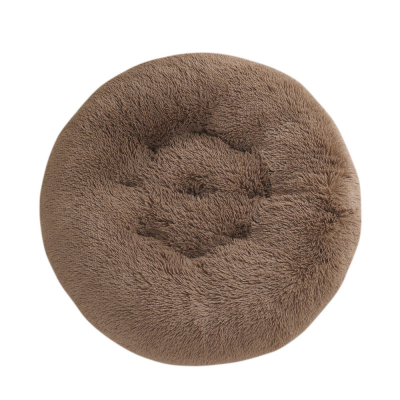 Round Plush Warm Pet Bed for Dogs and Cats
