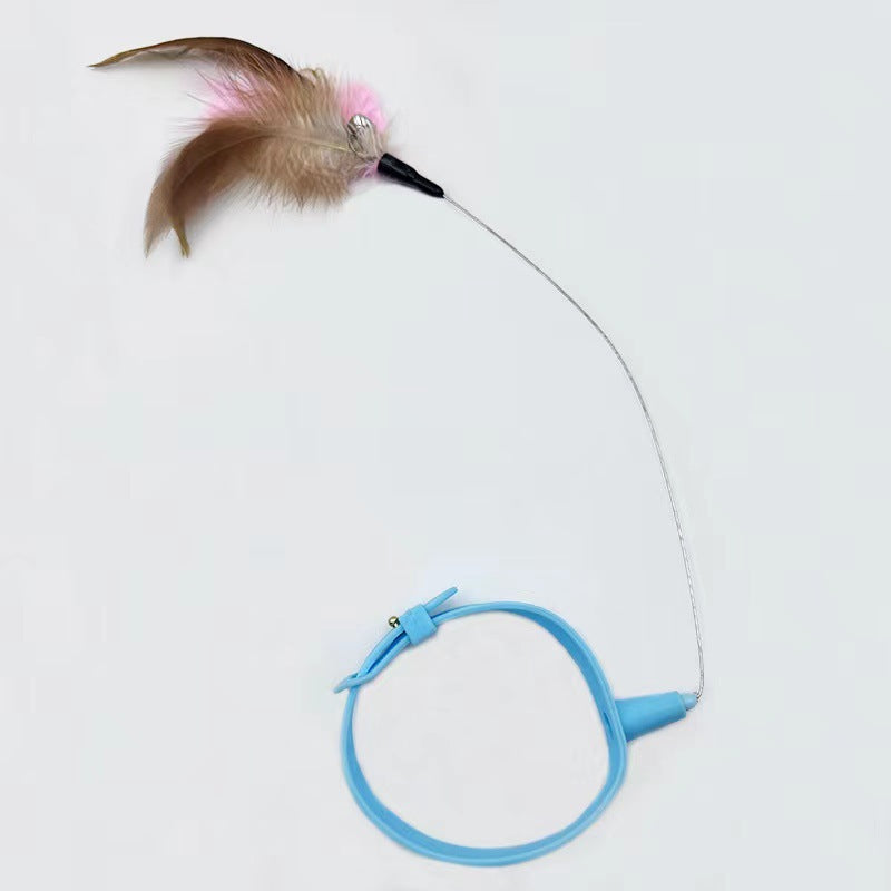 Adjustable Silicone Cat Feather Teaser Toy with Bell
