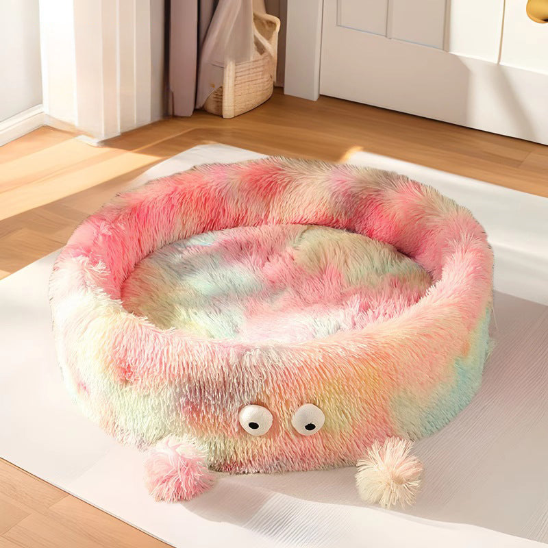 Winter Warm Monster Plush Pet Bed for Cats and Dogs