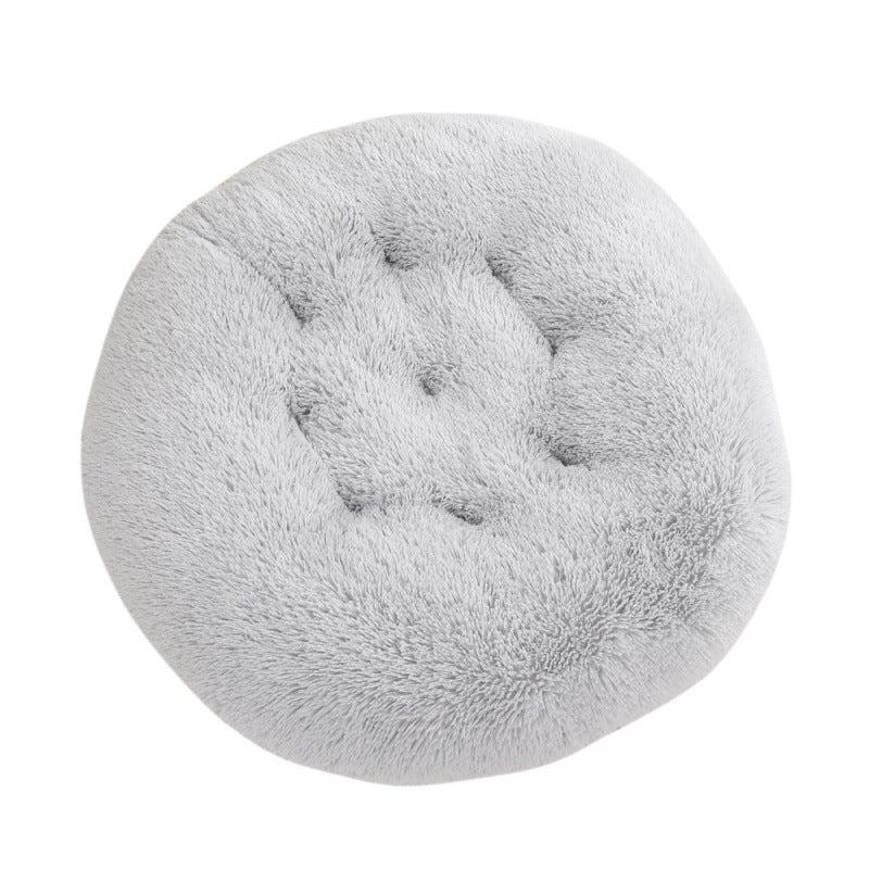 Round Plush Warm Pet Bed for Dogs and Cats