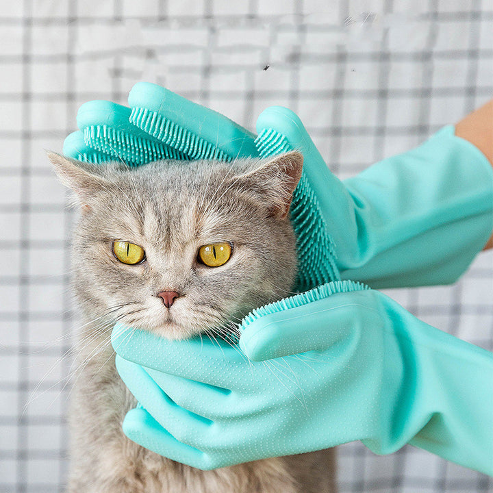 Silicone Pet Grooming and Bathing Gloves for Dogs and Cats