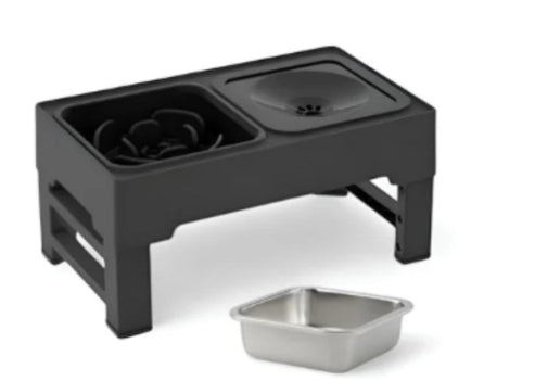 Adjustable Height Stainless Steel Double Dog Bowl with Stand