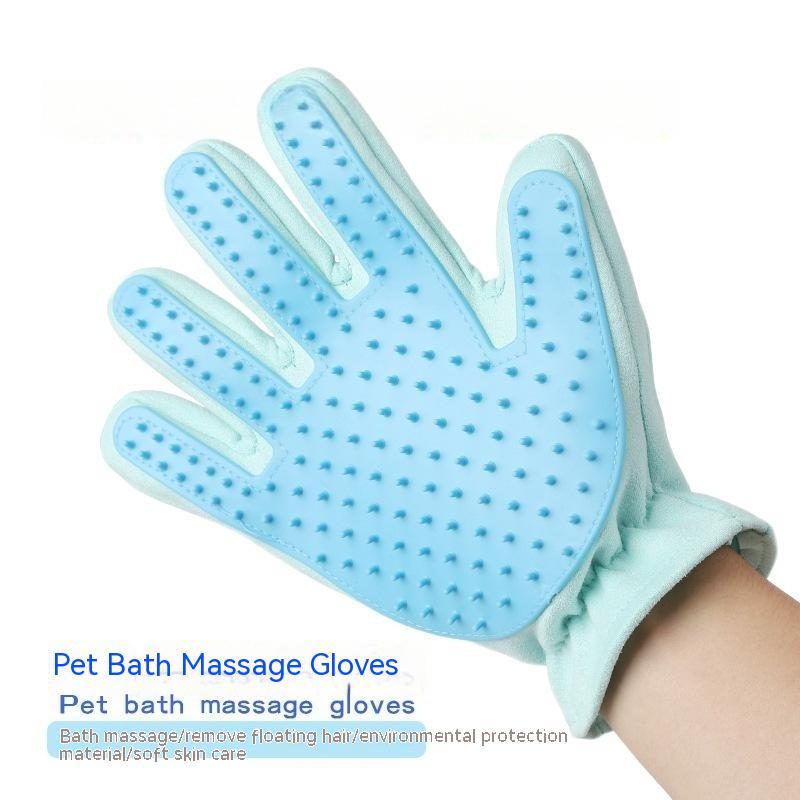 Suede Pet Grooming and Bathing Five-Finger Gloves