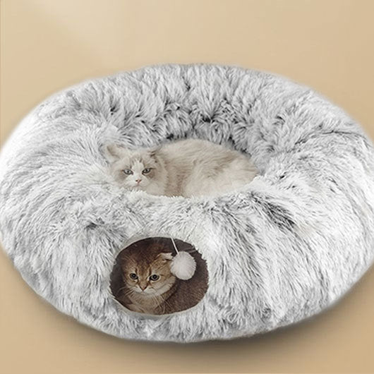 Plush Foldable Cat Tunnel Bed for Winter