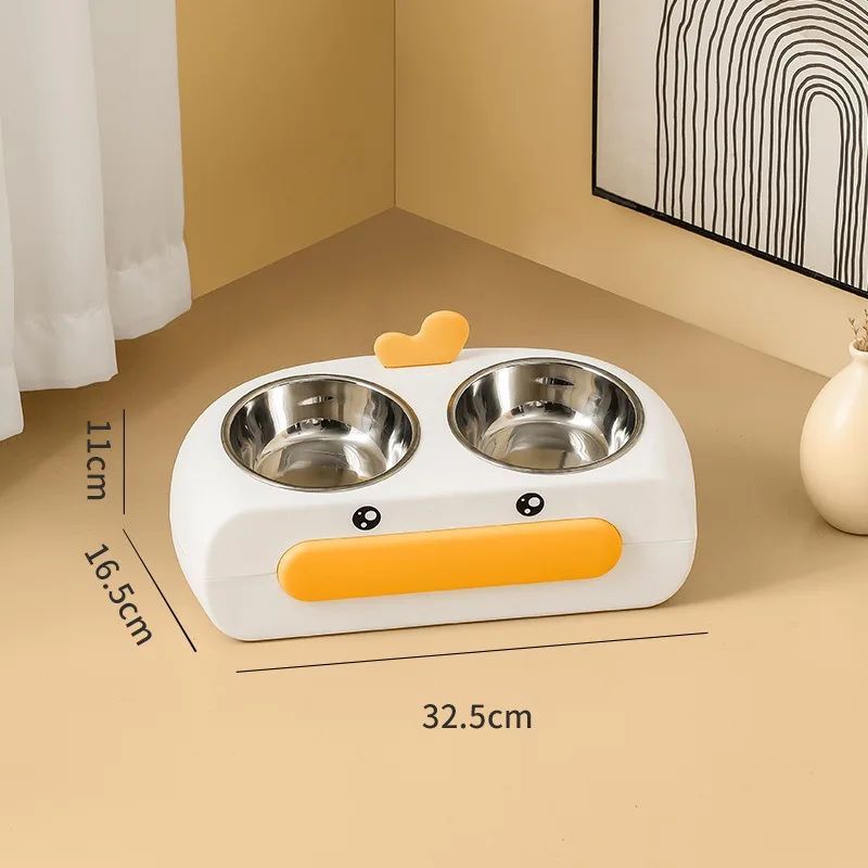 Duck-Shaped Double Pet Feeding Bowl for Cats and Dogs