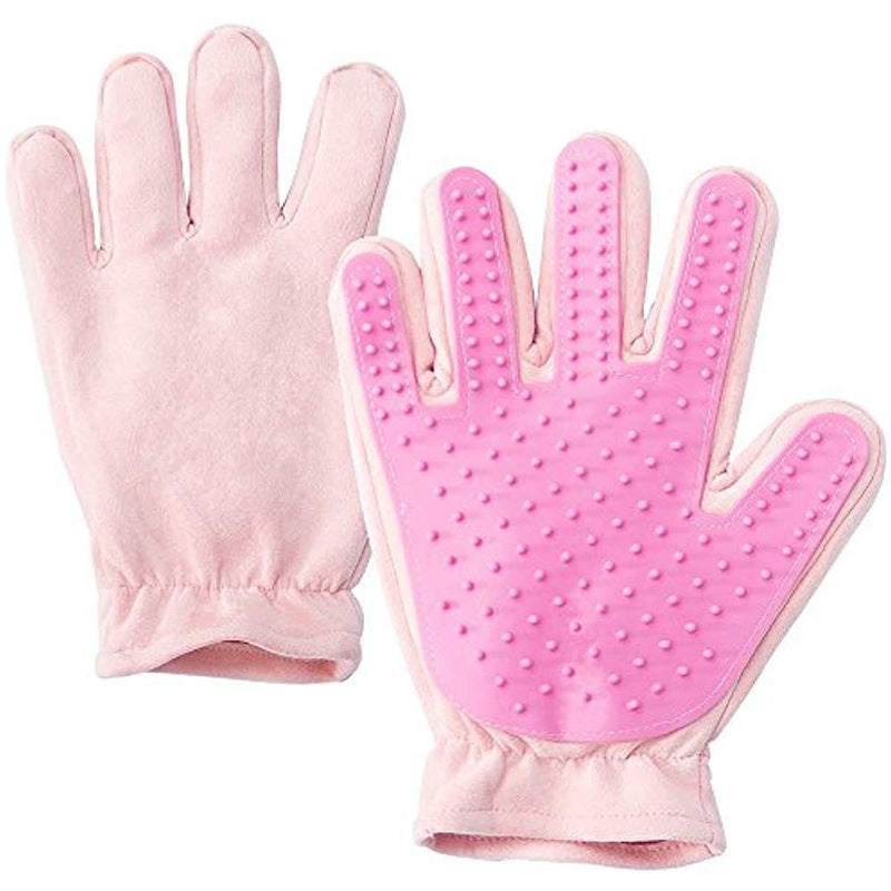 Suede Pet Grooming and Bathing Five-Finger Gloves