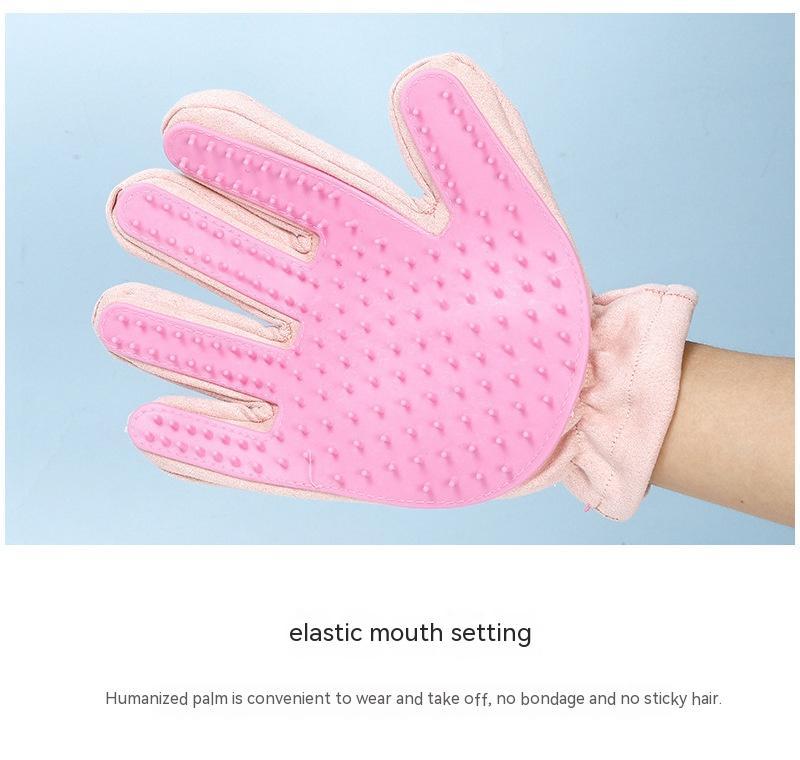 Suede Pet Grooming and Bathing Five-Finger Gloves