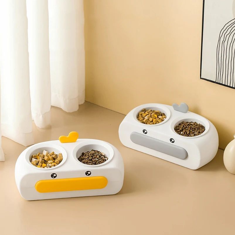 Duck-Shaped Double Pet Feeding Bowl for Cats and Dogs