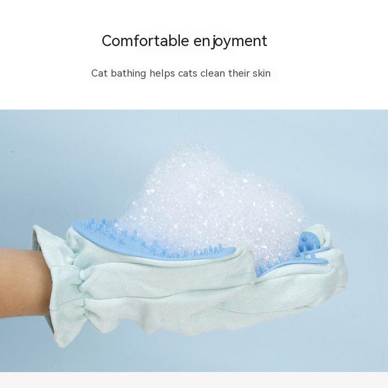 Suede Pet Grooming and Bathing Five-Finger Gloves