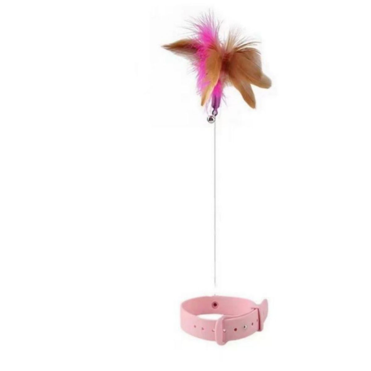 Adjustable Silicone Cat Feather Teaser Toy with Bell
