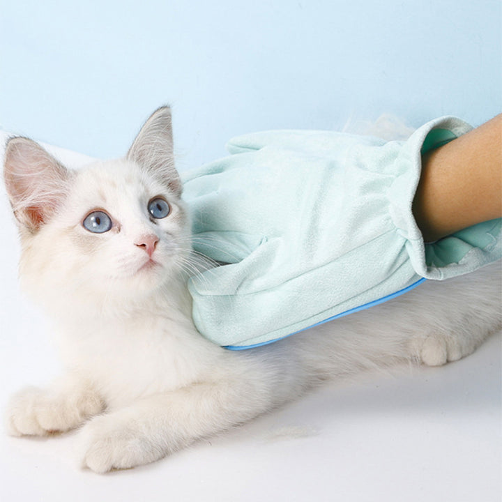 Suede Pet Grooming and Bathing Five-Finger Gloves