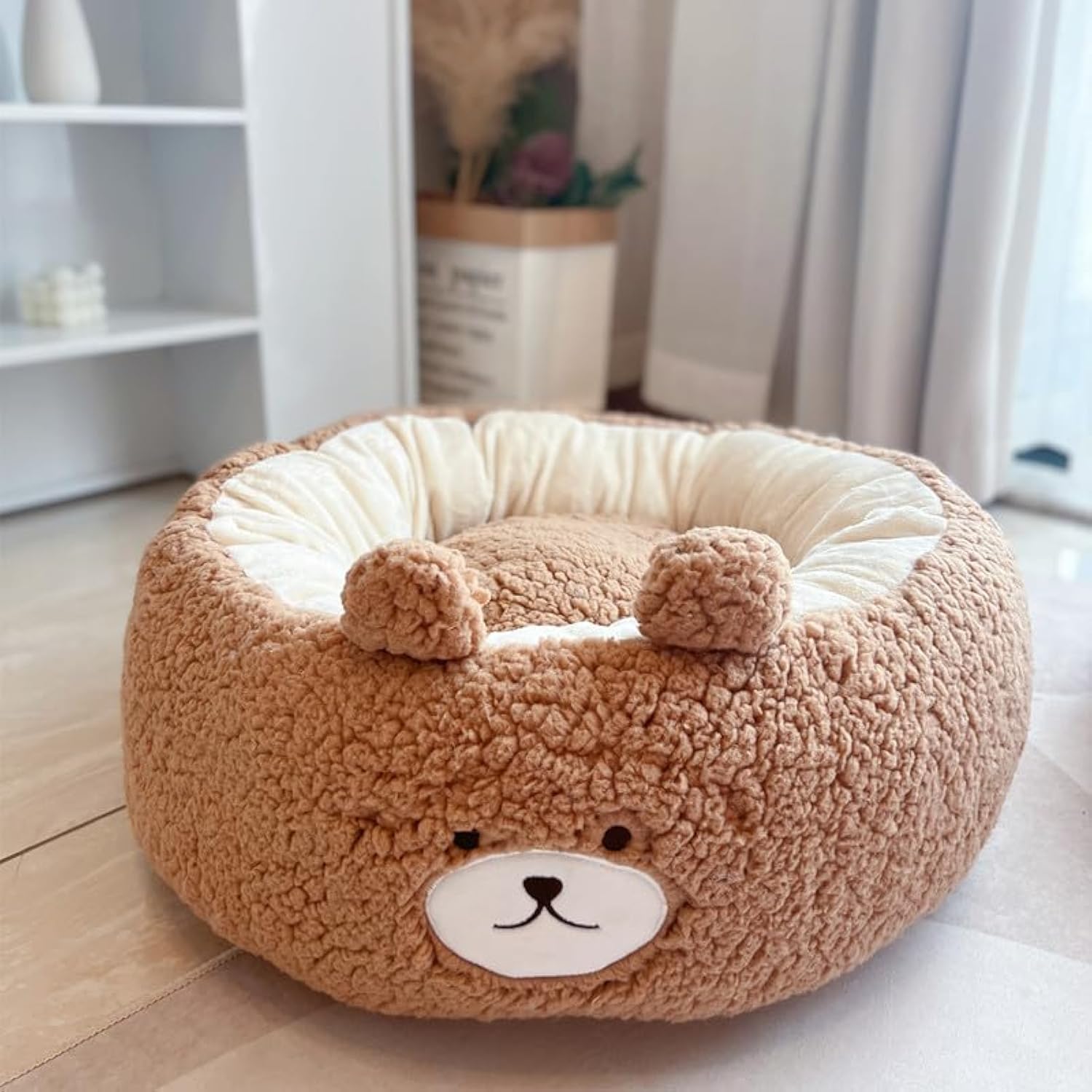 Cartoon Red Panda Plush Round Pet Bed